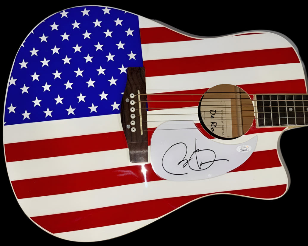 Barack Obama Signed American Flag Guitar - JSA COA #01